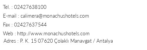 Monachus Hotel & Spa telefon numaralar, faks, e-mail, posta adresi ve iletiim bilgileri